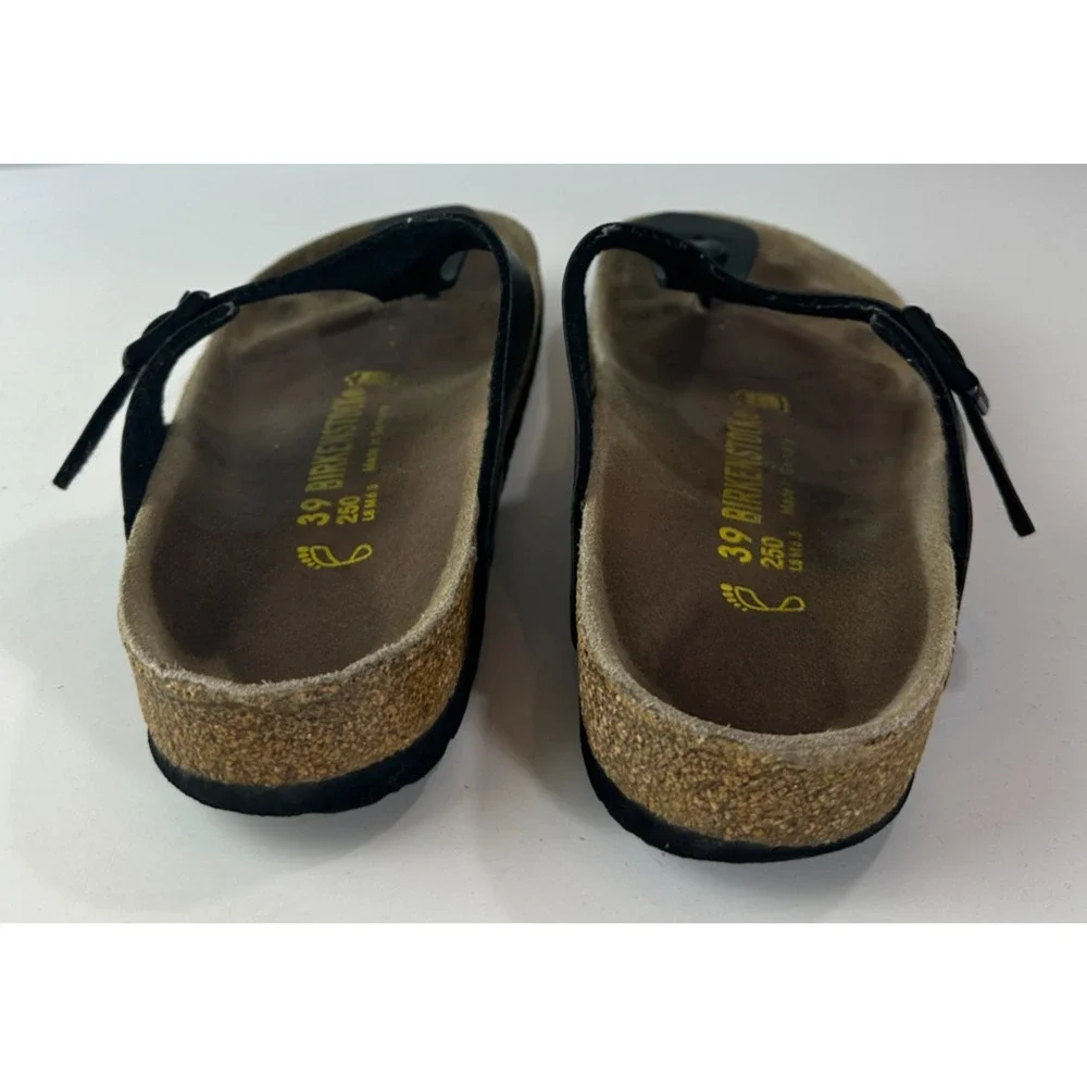 Birkenstock Gizeh Sandals Black Slides Buckle Thong 39 Women's US Size 8 - Picture 10 of 13
